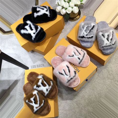 lv fur slippers pink|Louis Vuitton Slippers for Women .